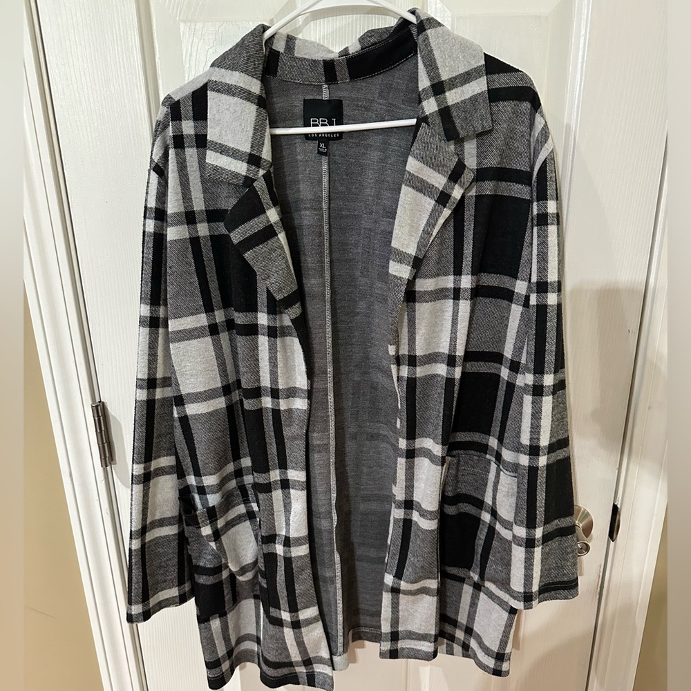 Boom Boom Jeans Black and Gray Plaid Cardigan